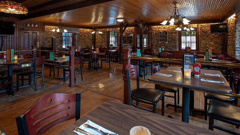 Dining room with set tables