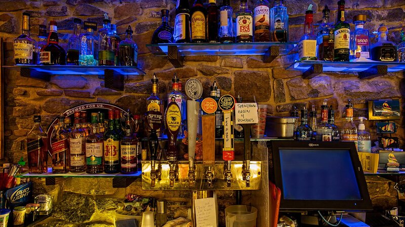 Beer taps behind the bar