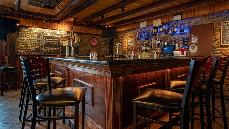 Bar area with high chair seating